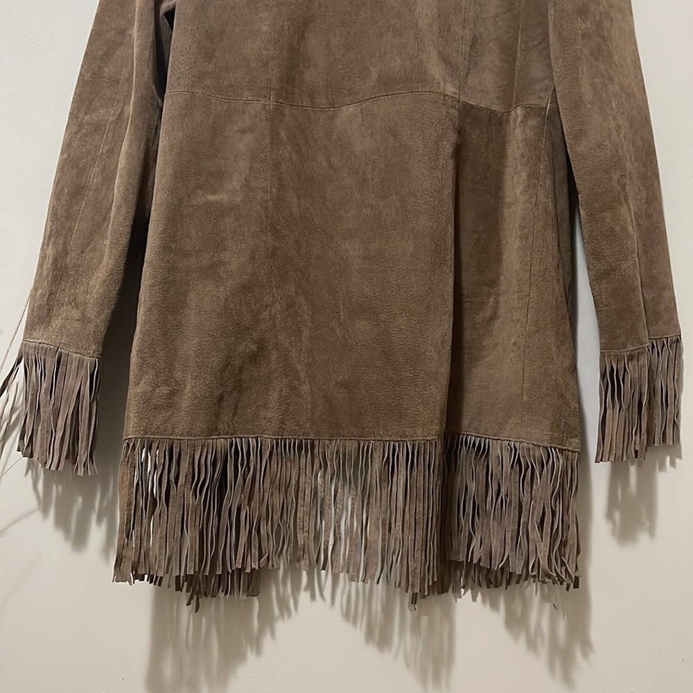 Fringe Suede Leather Jacket. Light brown/beige. Very cool. Size XL. Like new. - Picture 11 of 16
